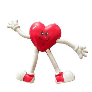 Vintage Red and White Heart Person Pin Plastic‎